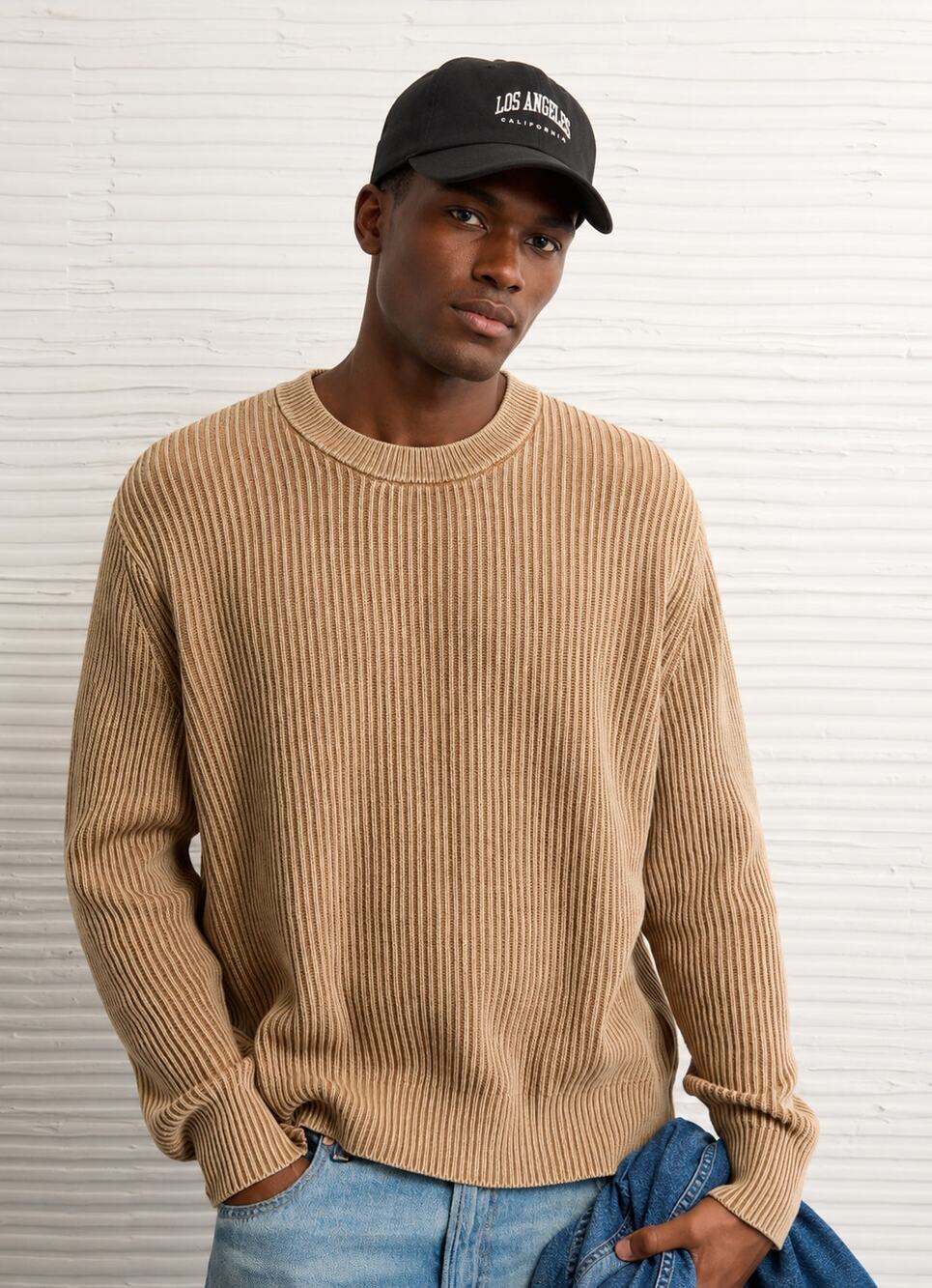 American Eagle Fisherman Crew Neck Sweater Brown Mens Size Large Tall New